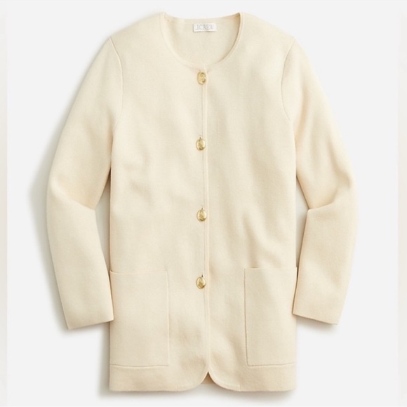 J. Crew Giselle Cardigan Blazer Jacket Merino Cotton Womens Large Cream - Picture 2 of 12
